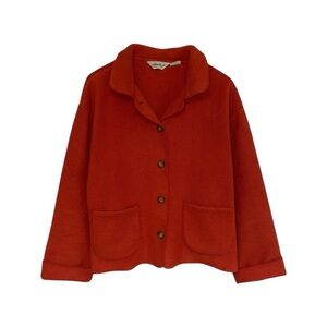 Vintage Eddie Bauer Cardigan Women’s Size Medium‎ Orange Fleece Button Sweater